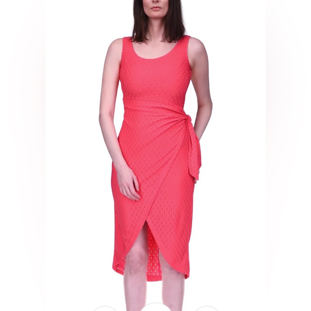 Michael Kors Pink Lined Pull-over Tie Waist Sleeveless Scoop Neck Wrap Dress NWT